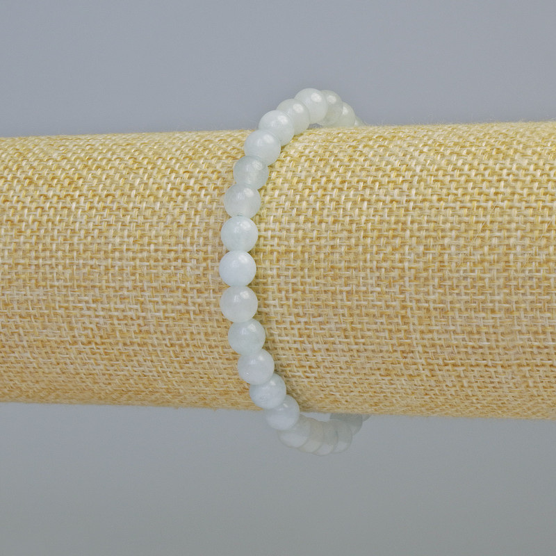 Aquamarine Bracelet, natural stone, smooth round beads, diameter 6mm+/- (stretch), length 18cm+