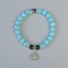 Turquoise (Imitation) & Black Agate Natural Stone Bracelet, diameter 8mm+/- (stretch), length 18cm+/- with metal inserts