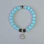 Turquoise (Imitation) & Black Agate Natural Stone Bracelet, diameter 8mm+/- (stretch), length 18cm+/- with metal inserts