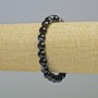 Black Agate Bracelet, natural stone, smooth round beads, diameter 8mm+/- (stretch), length 18cm+