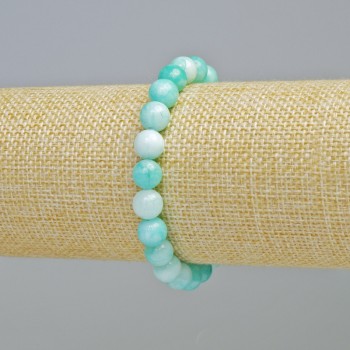 Amazonite (Artificial) Bracelet Smooth Ball, Diameter 8mm+/- (Stretch), Length 18cm+