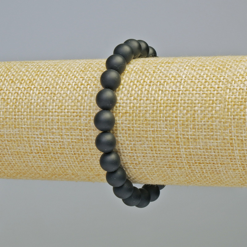 Shungite (Artificial) Bracelet Smooth Ball, Diameter 8mm+/- (Stretch), Length 18cm+