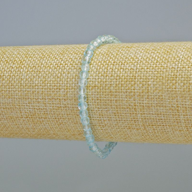 Topaz Bracelet Natural Stone Faceted Cube, Diameter 4mm+/- (Stretch), Length 18cm+