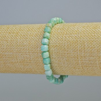Amazonite Bracelet natural gemstone faceted cube, diameter 6mm+- (stretch), length 18cm+