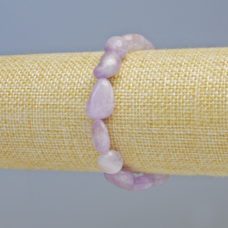 Lavender Amethyst Bracelet, Natural Stone Tumbled Nuggets, Diameter 10x13mm+/- (Stretch), Length 18cm+