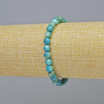 Blue Jasper (Synthetic) Bracelet, Smooth Round Beads, Diameter 6mm+/- (Stretch), Length 18cm+