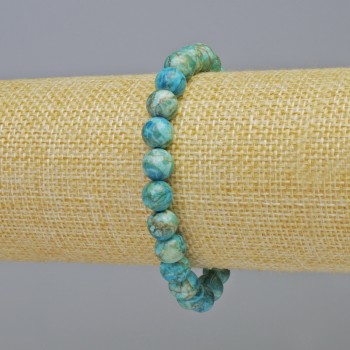 Blue Jasper (Synthetic) Bracelet, Smooth Round Beads, Diameter 8mm+/- (Stretch), Length 18cm+