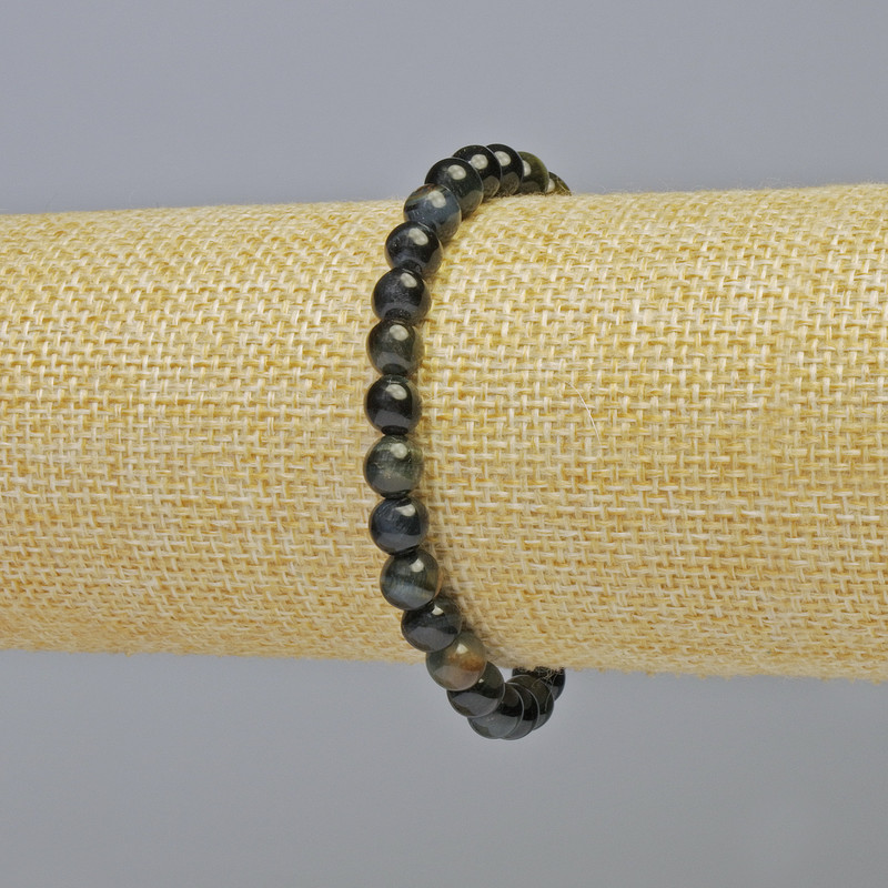 Hawk's Eye Bracelet, Natural Stone Smooth Round Beads, Diameter 6.5mm+/- (Stretch), Length 18cm+