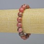 Rhodonite Bracelet, natural stone smooth round beads, diameter 10mm+- (stretch), length 18cm+