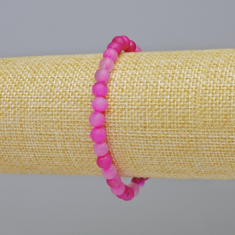 Raspberry Agate Bracelet, matte natural stone smooth round beads, diameter 6mm+- (stretch), length 18cm+