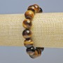 Tiger's Eye Bracelet, natural stone smooth round beads, diameter 14mm+- (stretch), length 18cm+