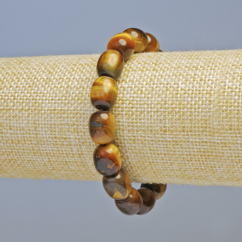 Tiger's Eye Bracelet, natural stone rectangular beads, diameter 10x12mm+- (stretch), length 18cm+