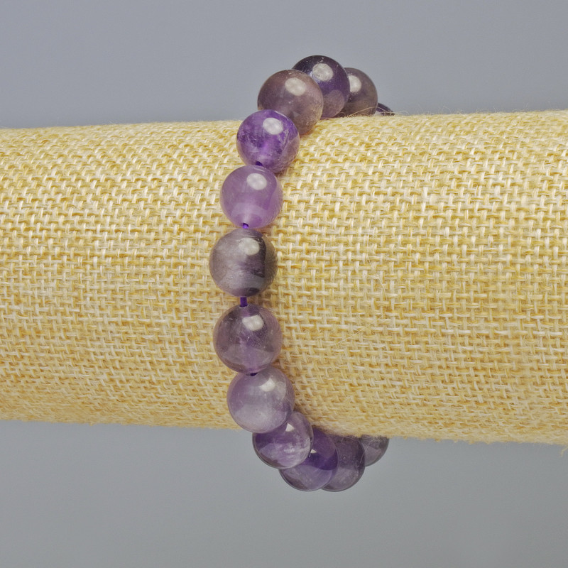 Amethyst Bracelet, Natural Stone Smooth Bead, Diameter 10mm+/- (Stretch), Length 18cm+