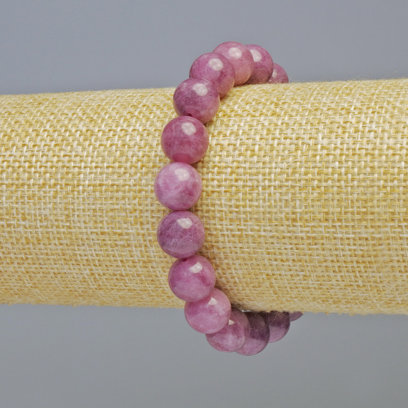 Tourmaline Rubellite Bracelet, natural stone smooth ball, diameter 10.5mm+/- (stretch), length 18cm+