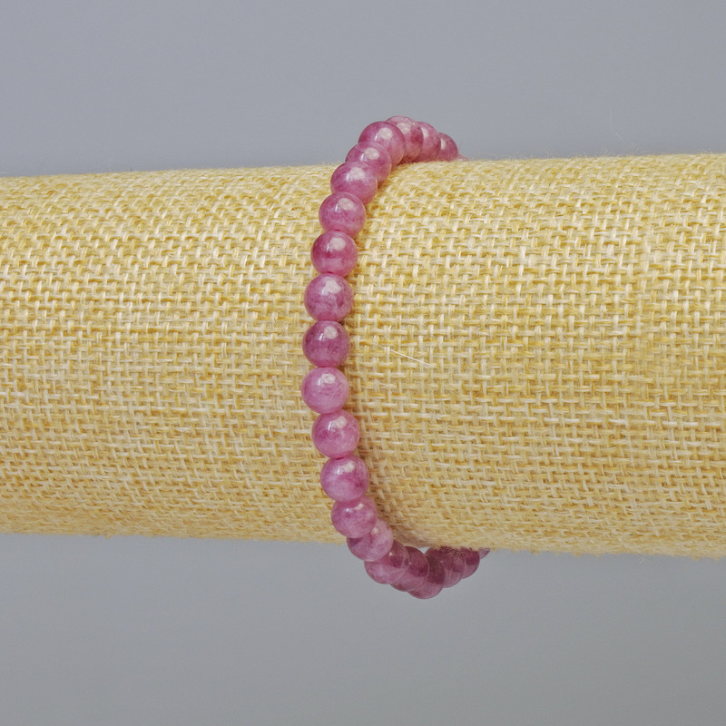 Tourmaline Rubellite Bracelet, natural stone smooth ball, diameter 6mm+/- (stretch), length 18cm+