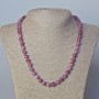 Rubellite Tourmaline Necklace Natural Stone Faceted Cube Beads, Diameter 7mm+-, Length 45-49cm+