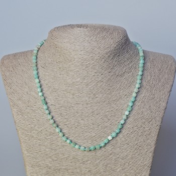 Amazonite Necklace Natural Stone Faceted Cube Beads, Diameter 4mm+-, Length 45-49cm+