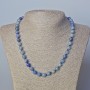 Blue Aventurine Necklace, natural stone faceted round bead, diameter 8mm+-, length 45cm+