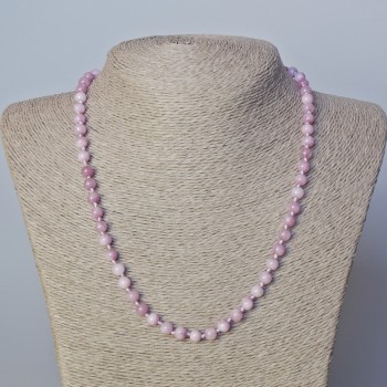Kunzite (imitation) Necklace, smooth round bead, diameter 6mm+-, length 45-50cm+
