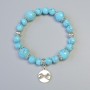 Turquoise (pressed) Bracelet, smooth round bead, diameter 12mm, 8.5mm+- (stretch), length 18cm+- with metal spacers