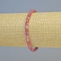 Tourmaline Rubellite Bracelet, Natural Stone Faceted Cube, Diameter 4–5mm+/- (Stretch), Length 18cm+