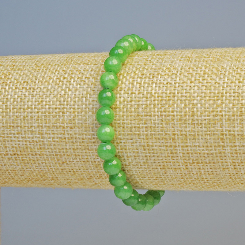 Chrysoprase Bracelet (imitation acrylic) on nylon thread, smooth round beads, diameter 6.5mm+/- (stretch), length 18cm+