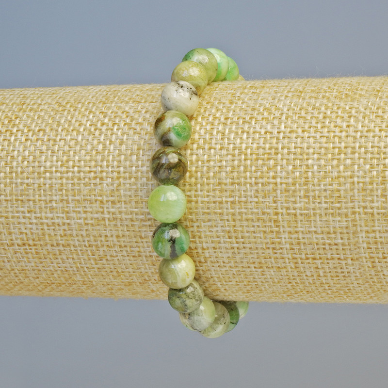Green Opal Bracelet (imitation acrylic), smooth round beads, diameter 8mm+/- (stretch), length 18cm+