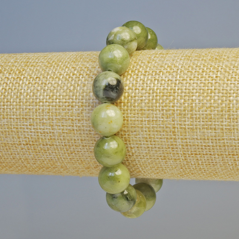 Green Opal Bracelet (acrylic imitation) smooth beads, diameter 12mm+/- (stretch), length 18cm+