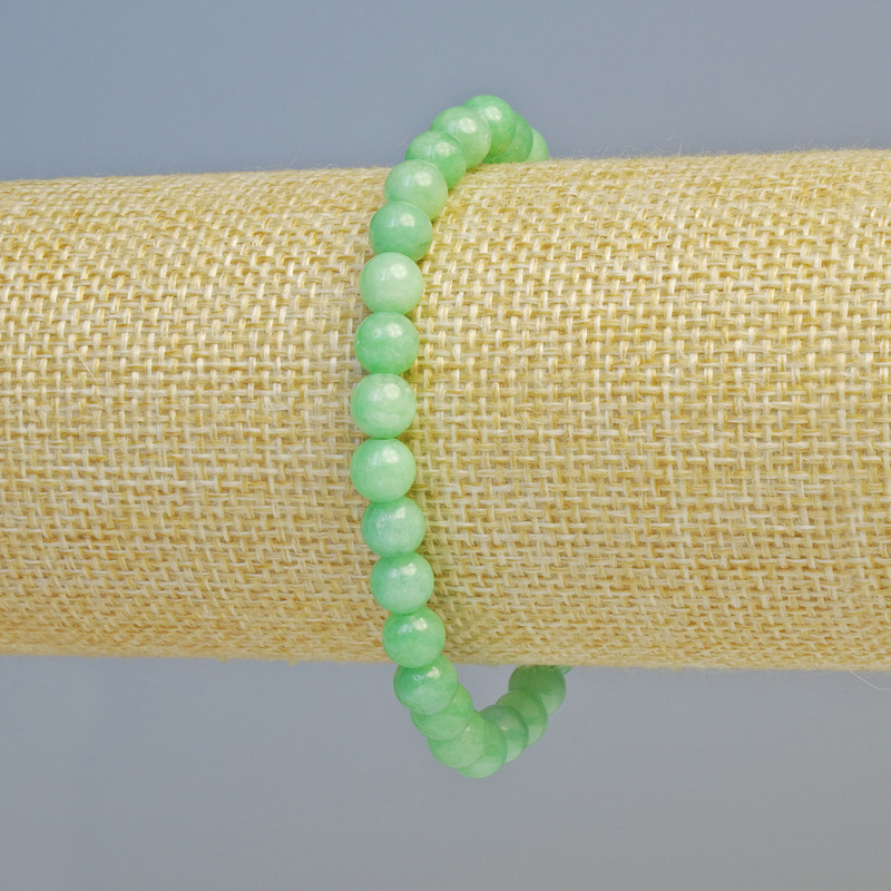 Amazonite Bracelet, natural stone smooth beads, diameter 6mm+/- (stretch), length 18cm+