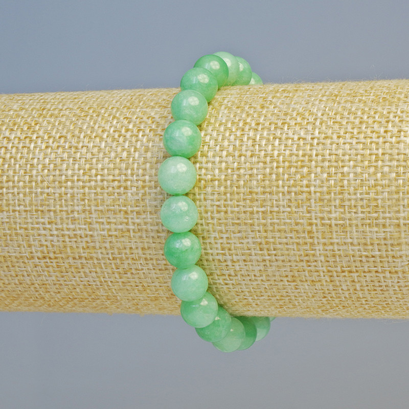 Amazonite Bracelet, natural stone smooth beads, diameter 8mm+/- (stretch), length 18cm+