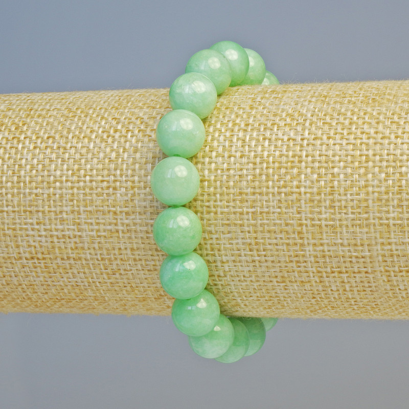 Amazonite Bracelet, natural stone smooth beads, diameter 10mm+/- (stretch), length 18cm+