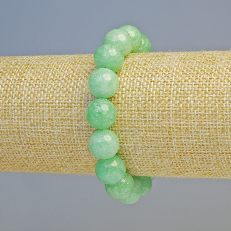Amazonite Bracelet, natural stone smooth beads, diameter 12mm+/- (stretch), length 18cm+