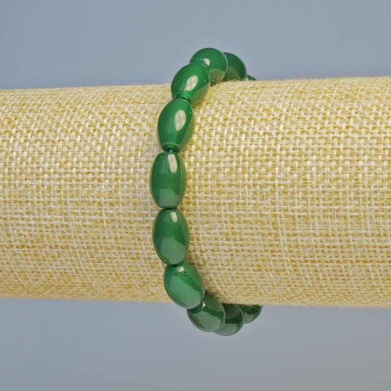 Chrysoprase Bracelet, natural stone oval, diameter 8x12mm+/- (stretch), length 18cm+
