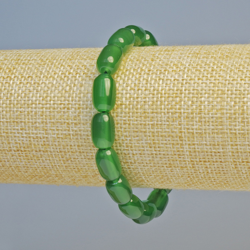 Chrysoprase Bracelet, natural stone cylinder, diameter 8x12mm+/- (stretch), length 18cm+
