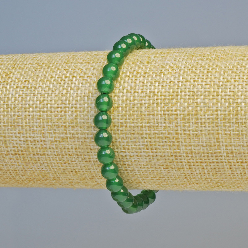 Chrysoprase Bracelet, natural stone smooth beads, diameter 6mm+/- (stretch), length 18cm+