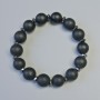 Bracelet Shungite (Imitation) Smooth Round Beads, Diameter 12mm+- (Stretch), Length 18cm+- with Hematite Inserts