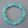 Aquamarine Bracelet Natural Stone Tumbled, Diameter 9x12mm+/- (Stretch), Length 18cm+/- with Metal Inserts