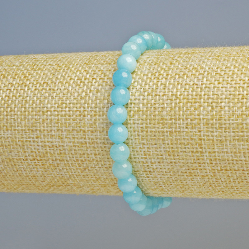Aquamarine Bracelet (artificial acrylic) smooth round bead, diameter 6.5mm+- (stretch), length 18cm+