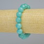 Aquamarine Bracelet, natural stone smooth round bead, diameter 12mm+- (stretch), length 18cm+