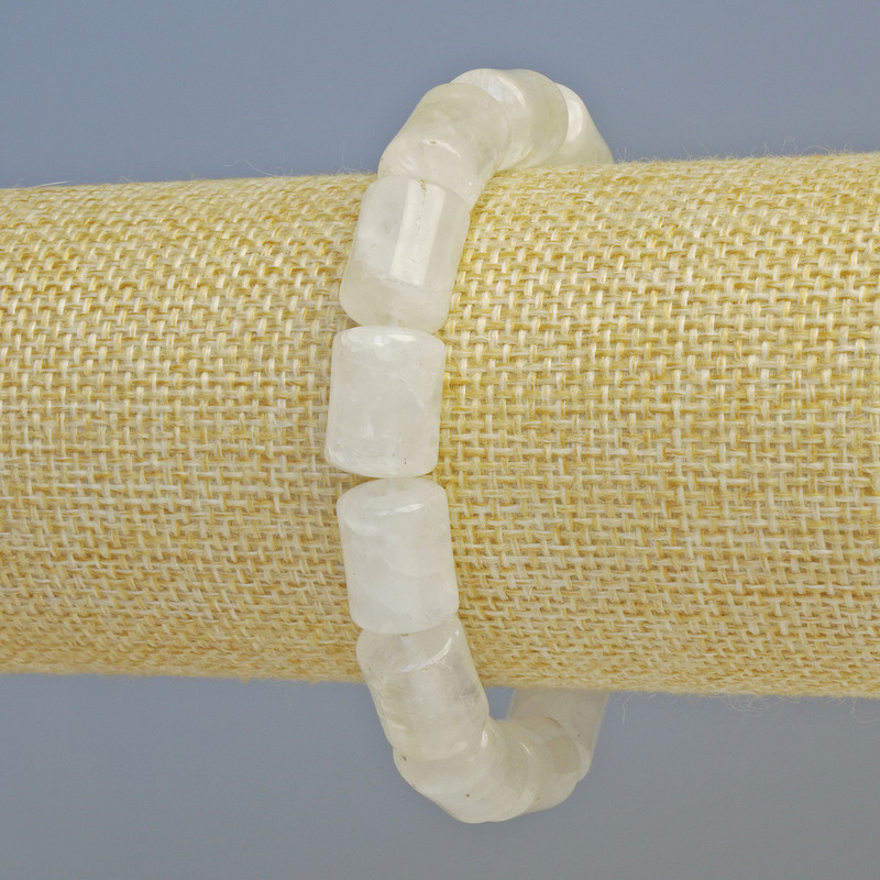 Rock Crystal Bracelet natural stone cylinder, diameter 10x14mm+- (stretch), length 18cm+