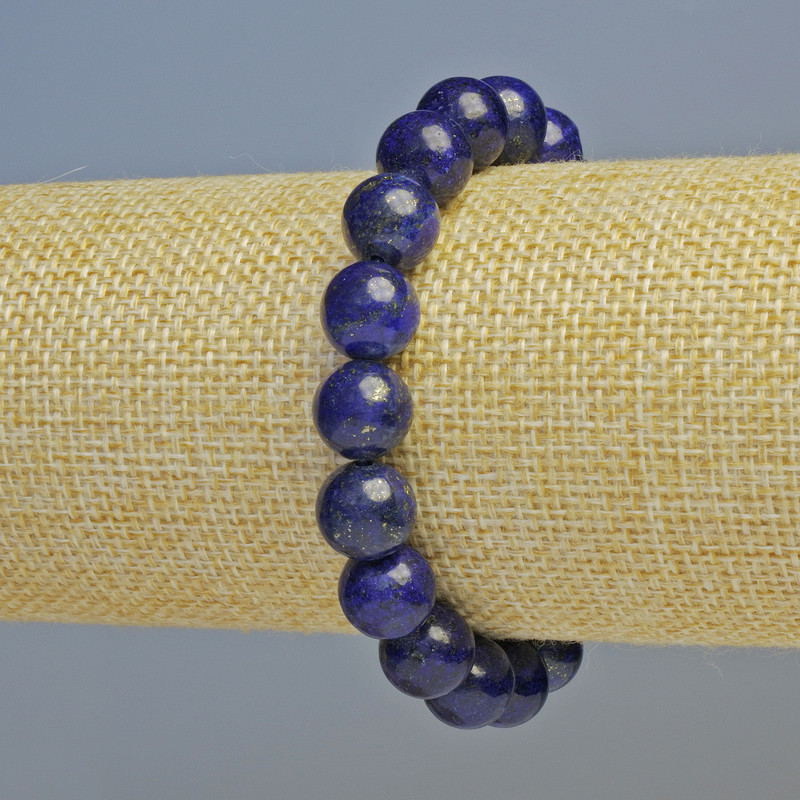 Lapis Lazuli Bracelet, Natural Stone Smooth Round Bead, 10mm+- Diameter (Stretch), 18cm+ Length