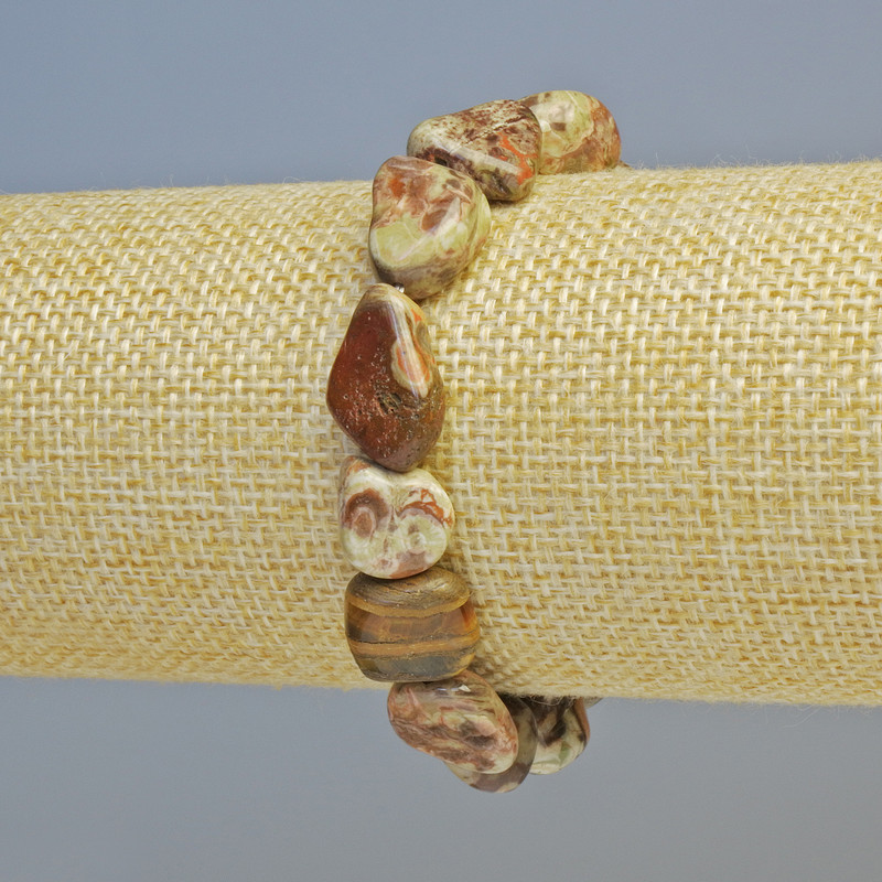 Picasso Jasper Bracelet, natural stone tumbled beads, diameter 10x13mm+- (stretch), length 18cm+