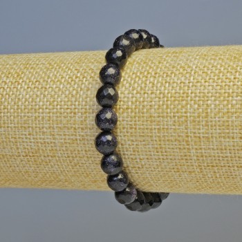 Aventurine 'Night of Cairo' Bracelet (Synthetic), Faceted Round Bead, Diameter 8mm+/- (Stretch), Length 18cm+