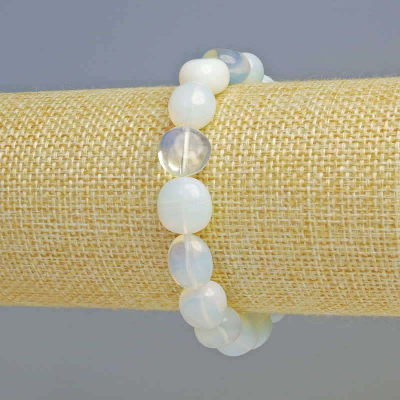 Moonstone Bracelet (Synthetic), Tumbled, Diameter 9x10mm+/- (Stretch), Length 18cm+
