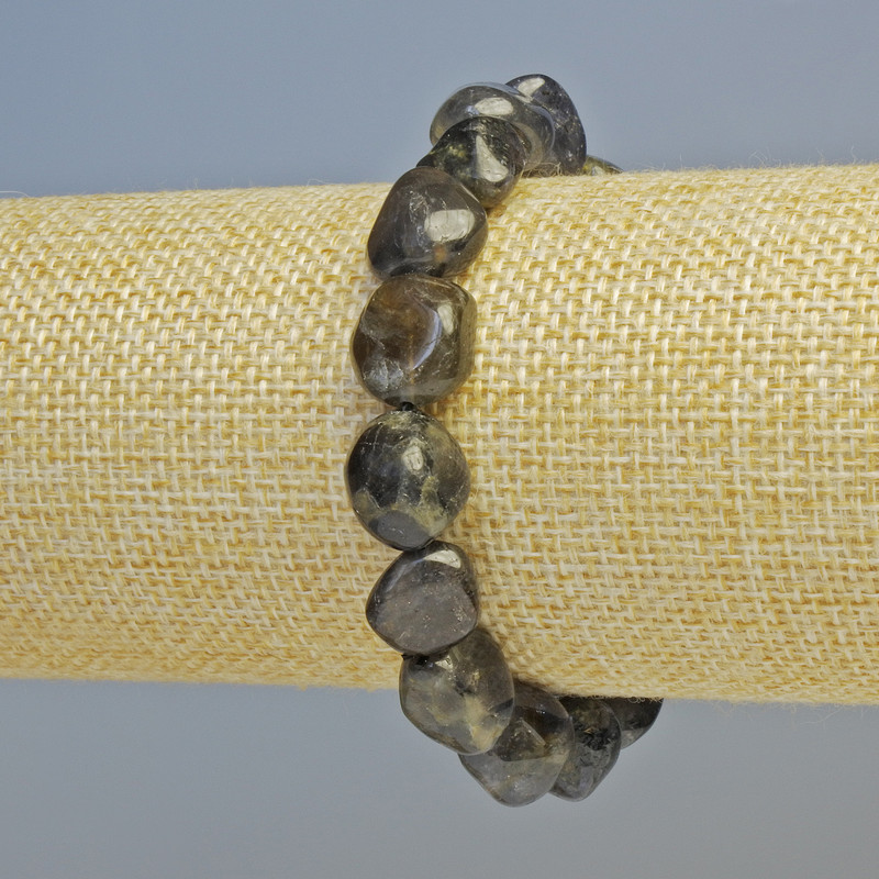 Iolite Bracelet, Natural Stone Tumbled, Diameter 11x12mm+/- (Stretch), Length 18cm+