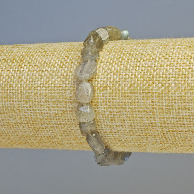 Labradorite Bracelet, Natural Stone Tumbled, Diameter 8x9mm+/- (Stretch), Length 18cm+