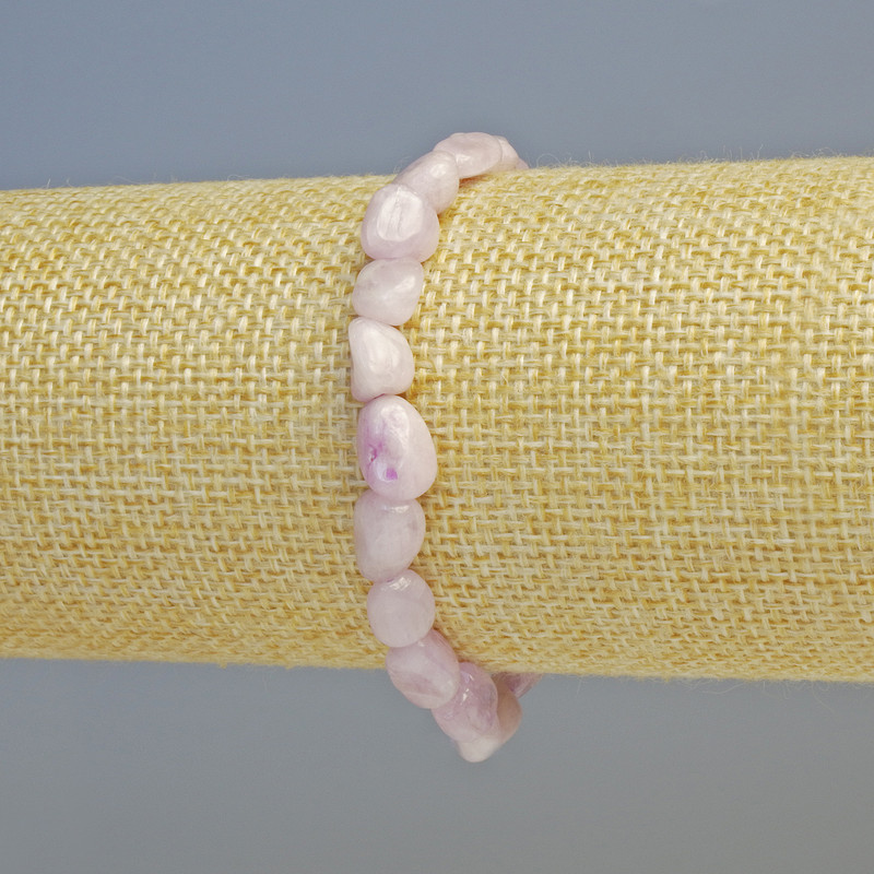 Kunzite Natural Stone Tumbled Bracelet, diameter 6x9mm+/- (stretch), length 18cm+