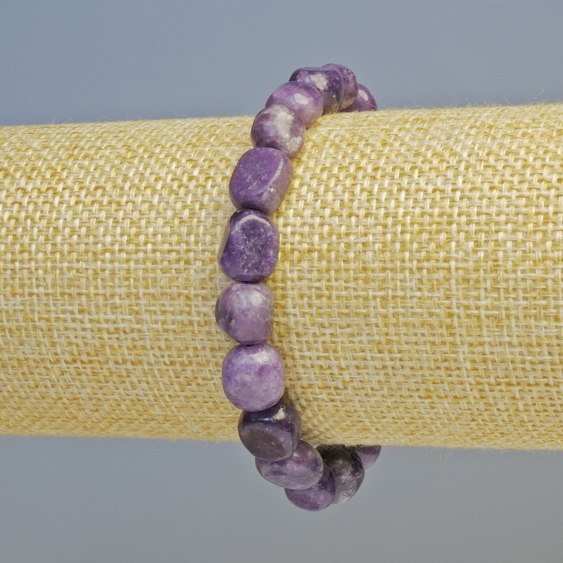 Lepidolite Natural Stone Tumbled Bracelet, diameter 11-12x8-9.5mm+/- (stretch), length 18cm+