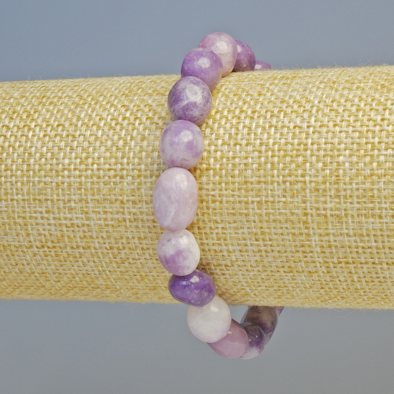 Lepidolite Natural Stone Tumbled Bracelet, diameter 9x10mm+/- (stretch), length 18cm+