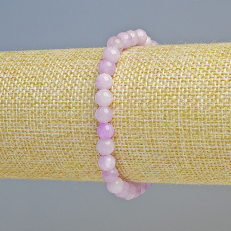 Kunzite Bracelet (individual) smooth bead, diameter 6mm±, stretchy, length 18cm+